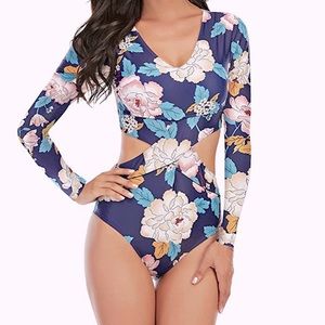 Long Sleeve Swimsuit Women UPF 50+ One Piece for Womens Athletic Swim Wear